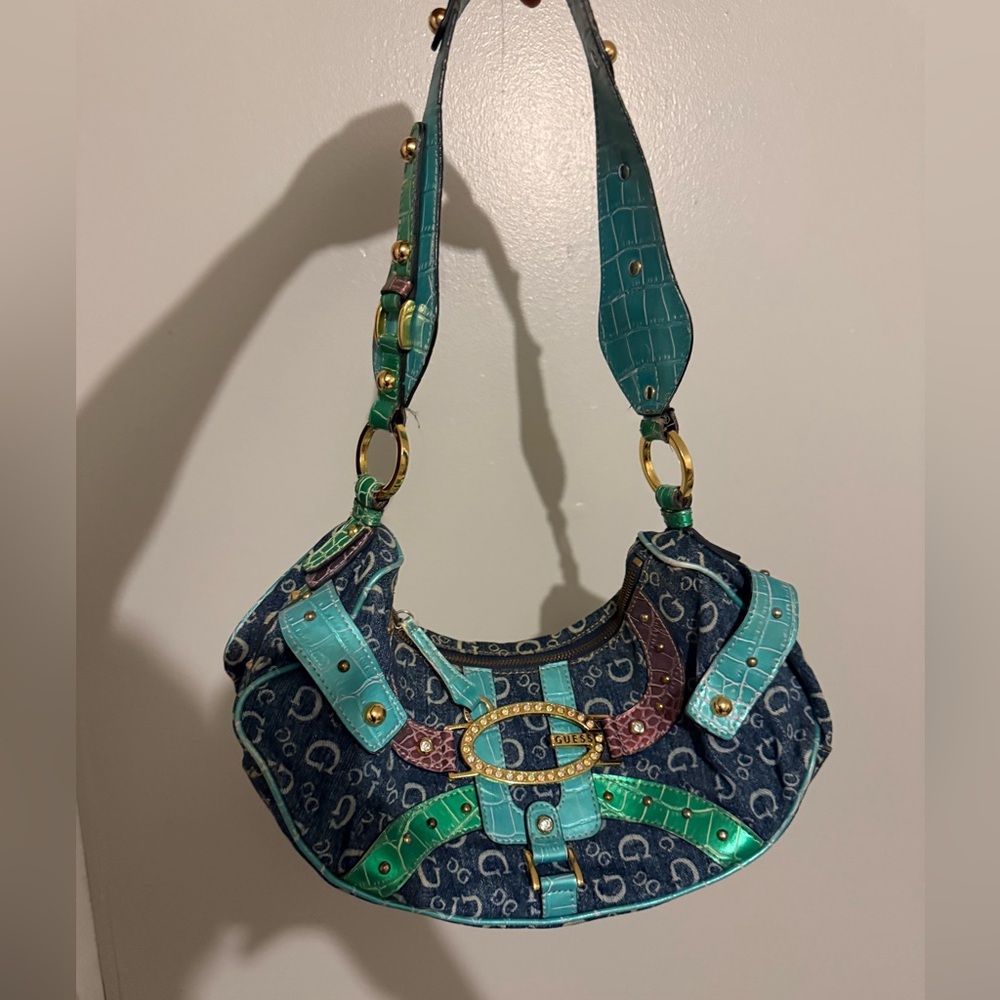 vintage y2k Stylish Blue and Teal denim Women's Bag